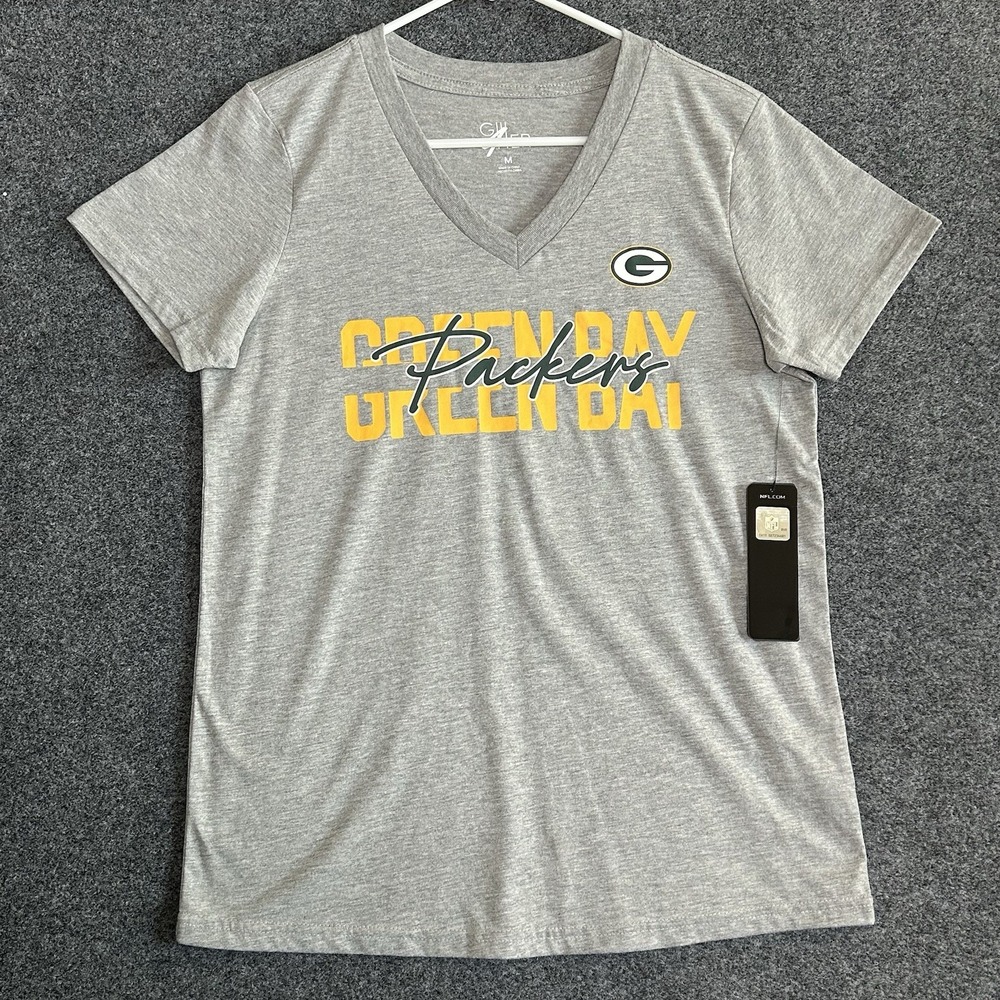 *NWT* Women's Green Bay Packers Gray V-neck T-shirt - Size Medium